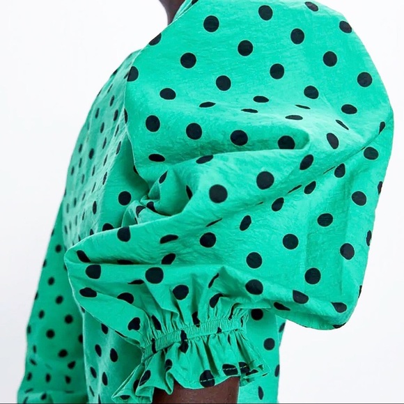ZARA | Puff Sleeves Polka Dot Blouse Top - Picture 4 of 8